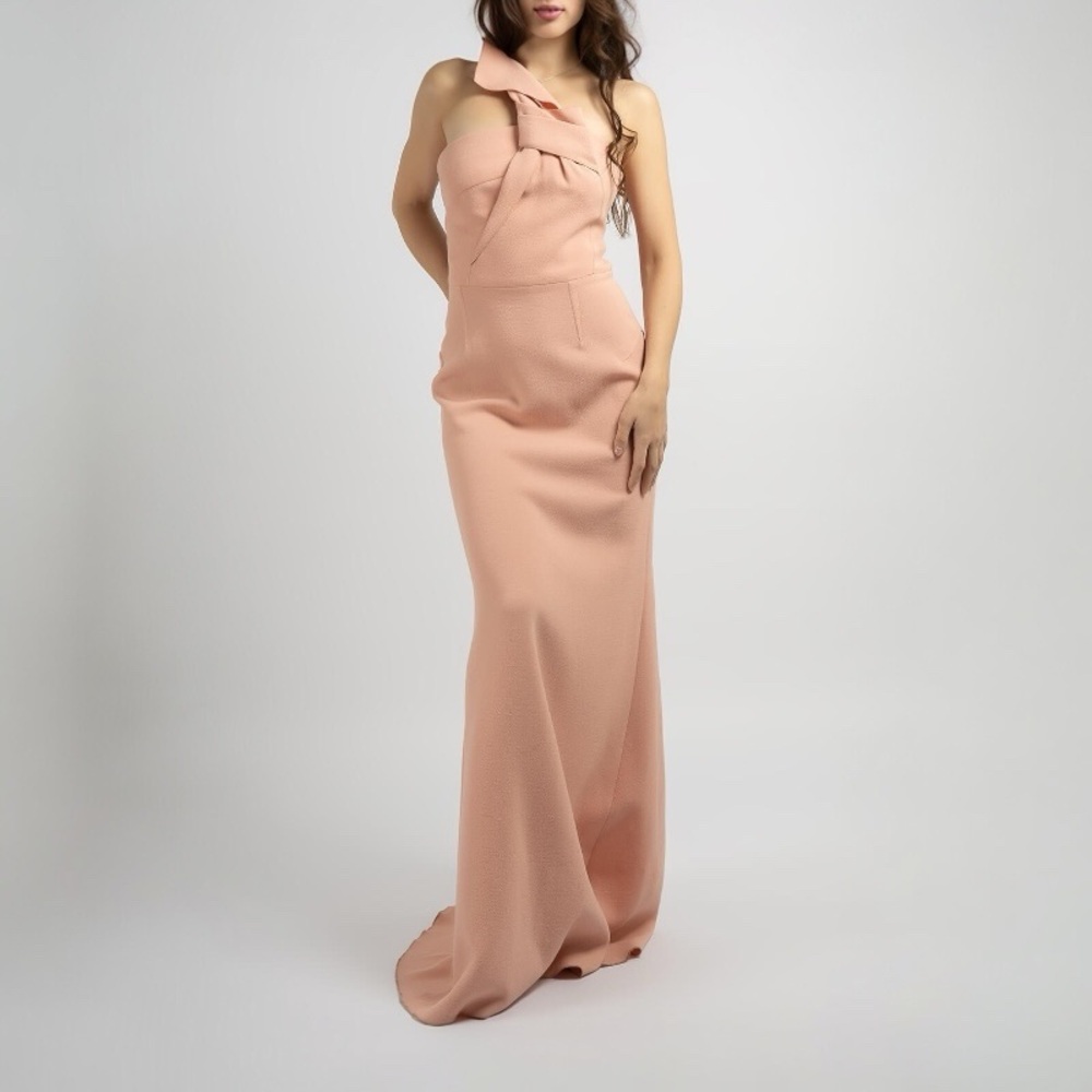 US 10/12 ROLAND MOURET Wool One Shoulder Dress NWT